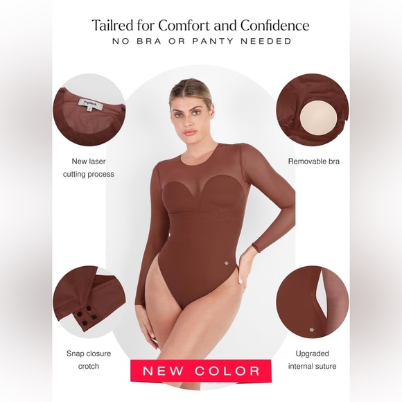 Popilush Shapewear Bodysuit Tummy Control Thong Built In Bra NWT - Picture 2 of 8